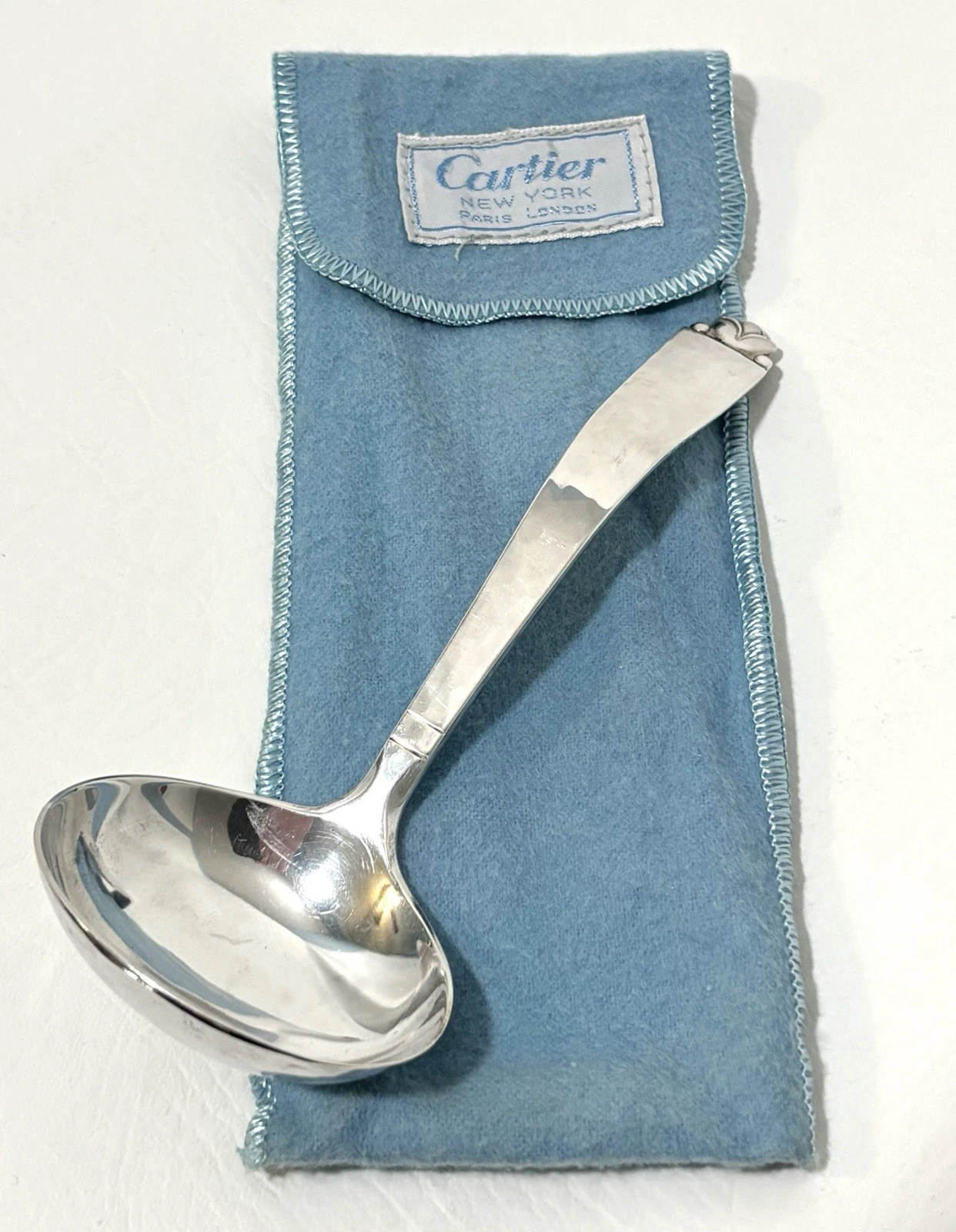 Cartier Old Newbury Crafters Oak Leaf Hand Wrought Sterling Ladle 6 1/2”