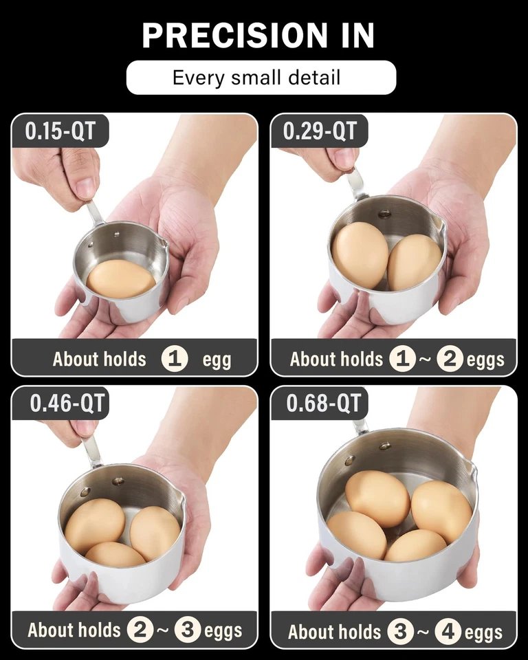 Calentador de mantequilla de acero inoxidable 0,46 cuartos de galón, sartén pequeña revestida de varias capas, 440 ml... Foto 4 de 4