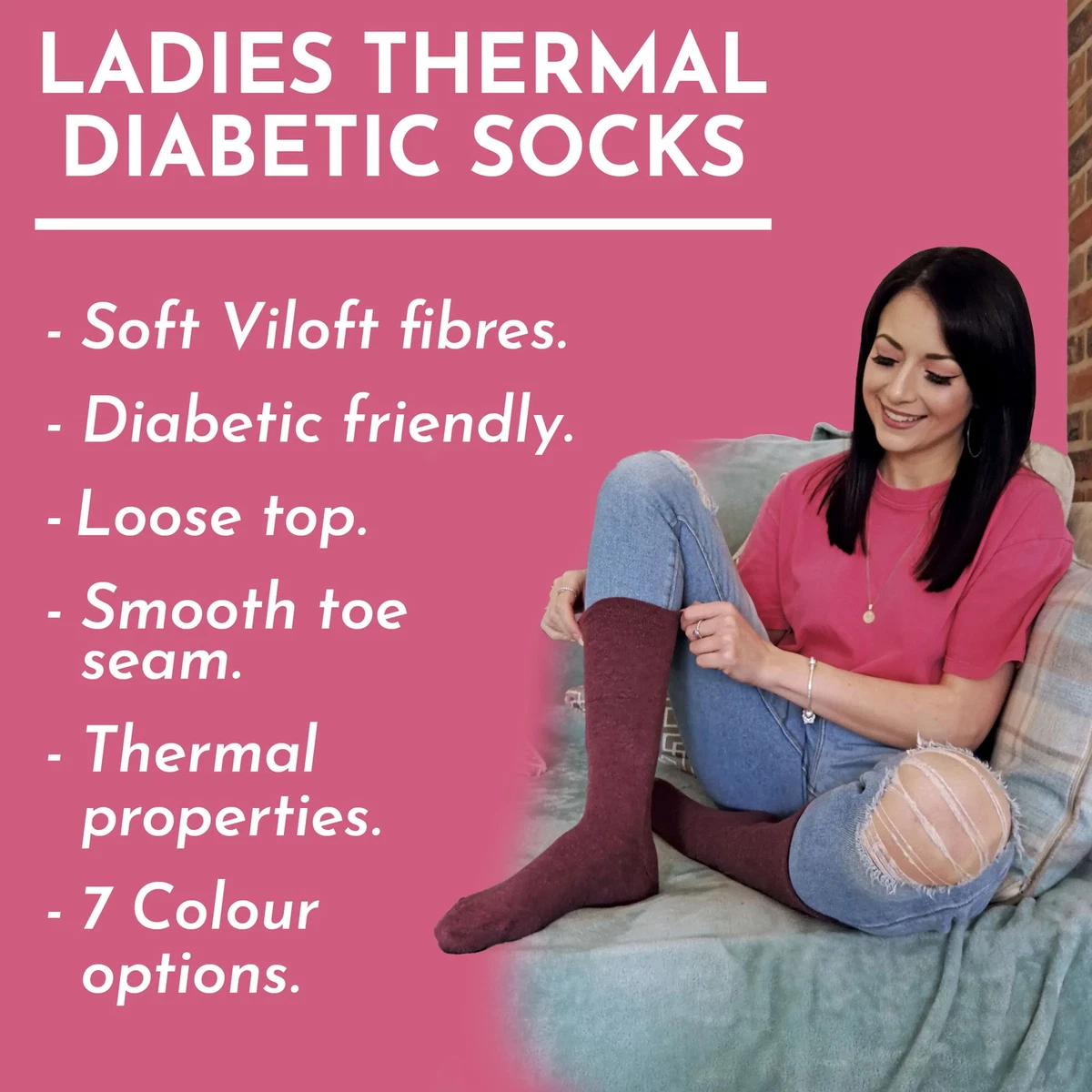 Calcetín Snob - Paquete de 3 calcetines térmicos extra anchos para diabéticos para mujer