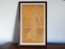 OLD ENGRAVING Art Nouveau young woman signed PAUL BERTHON