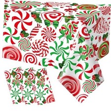 3Pcs Christmas Party Tablecloth Decorations,Red Green Plastic 54x108Inch 1Pack