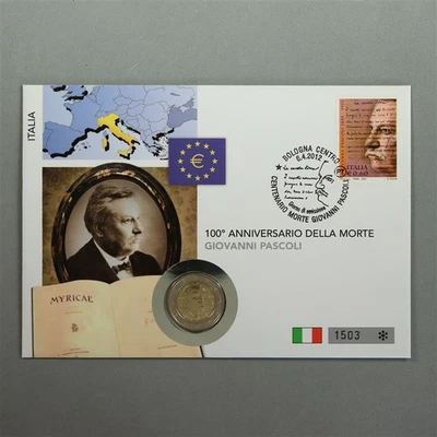 Italien 2012 Numisbrief 2 Euro 100. Todestag Giovanni Pascoli - Bild 1 von 2