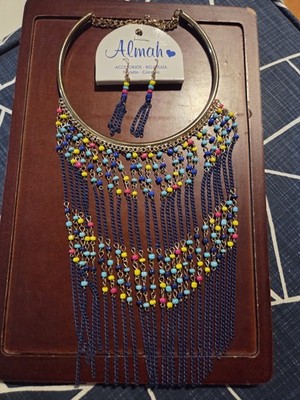 Almah Handmake Jewelry Set Choker With Matching Earrings Beads