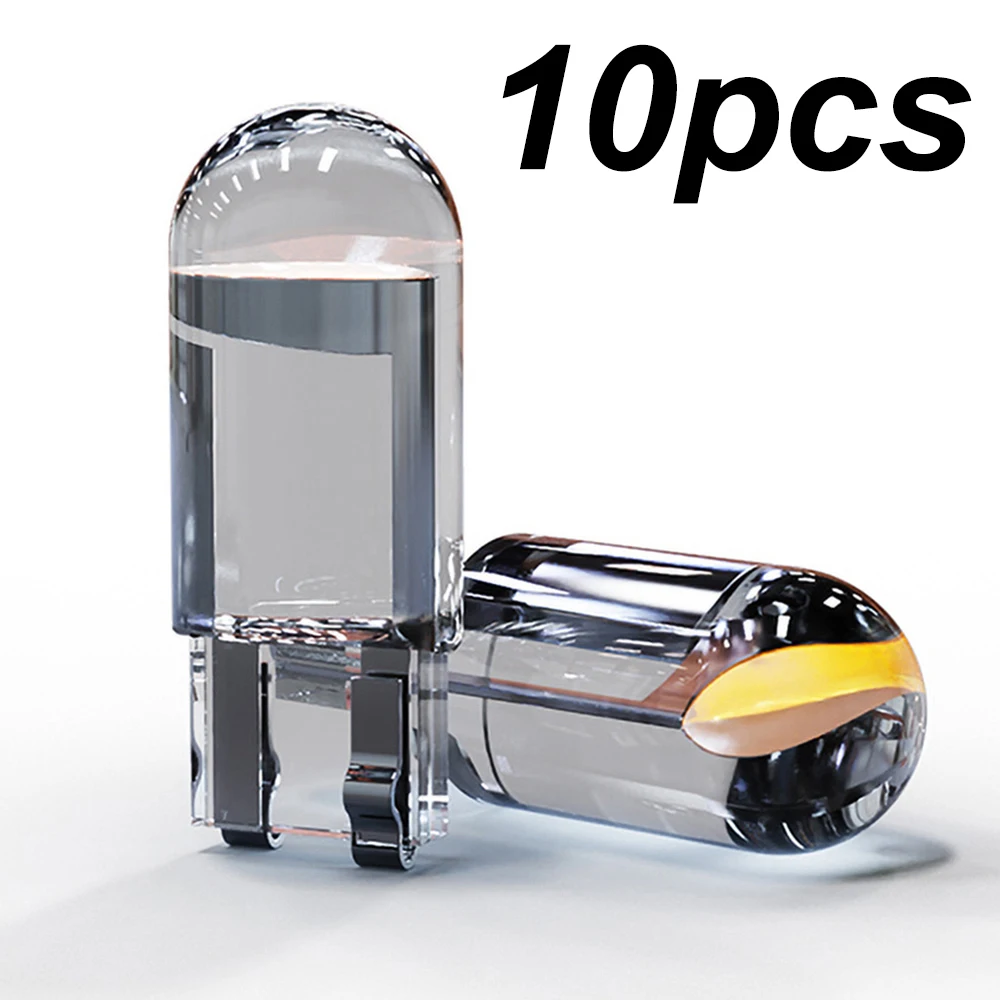 10X New W5W LED T10 Car Lights COB Glass Interior Parts Bulbs White Ice Blue Yel