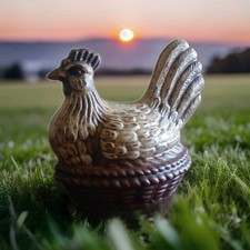 Rustic Wooden Chicken/ Hen Figurine Statue Ma...