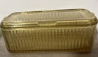 1920’s Federal Depression Amber Glass Refrigerator Dish w Lid  8.5” X 4 1/4”