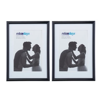 Cadres photo lot de 4 porte-photo noir décoratif 13x18 cm cadre verre plastique - Photo 1/4