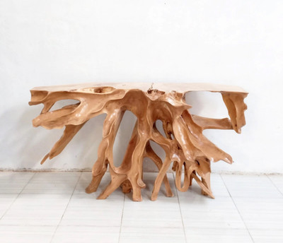 59  Unique Organic Design Carved Teak Root Console Table - Solid Wood