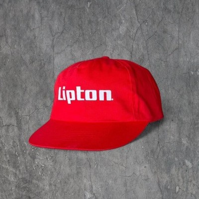 Vtg 90s Lipton Red Snap Back Hat Promo Logo Spell-out OSFM