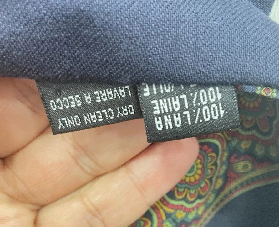 AS2#Bufanda Italiana Vintage 100% Mezcla Lana Seda Patrón Paisley Hecha a Mano en Italia Foto 3 de 4