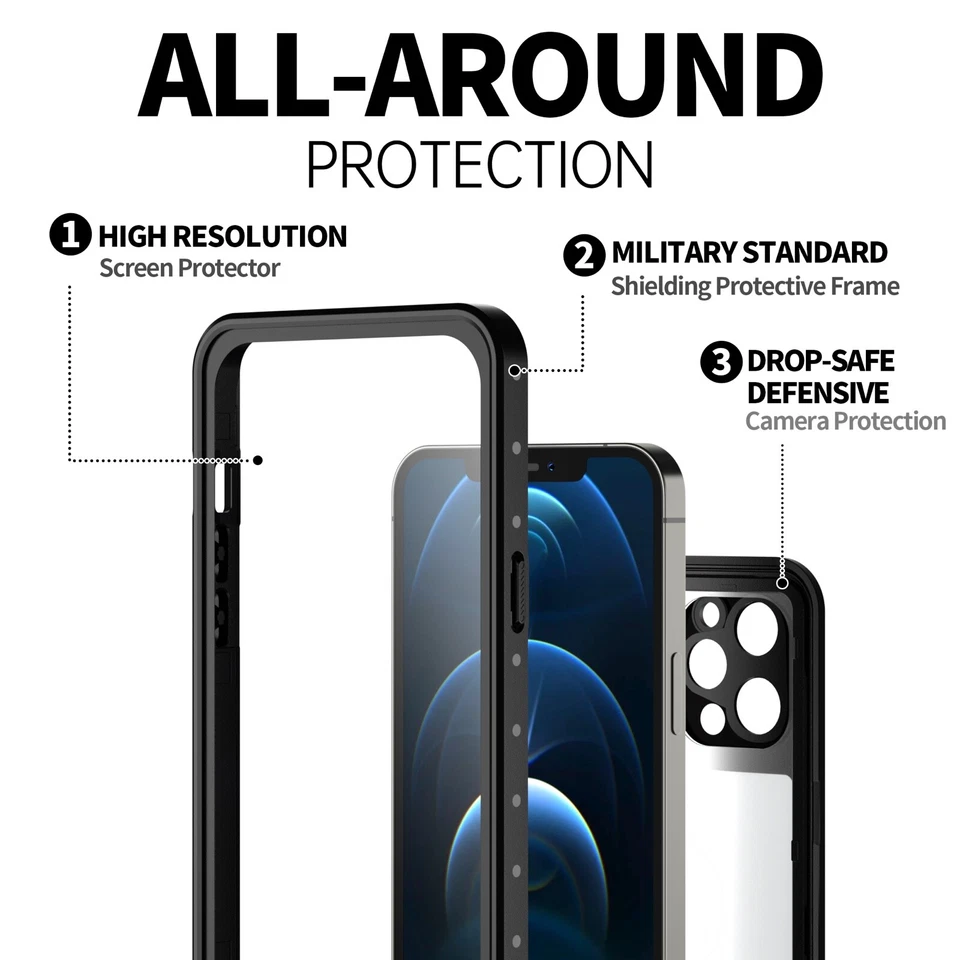 For Apple iPhone 12 12 Pro Max 12mini Case Waterproof Shockproof Dirtproof Cover - Image 2 of 4