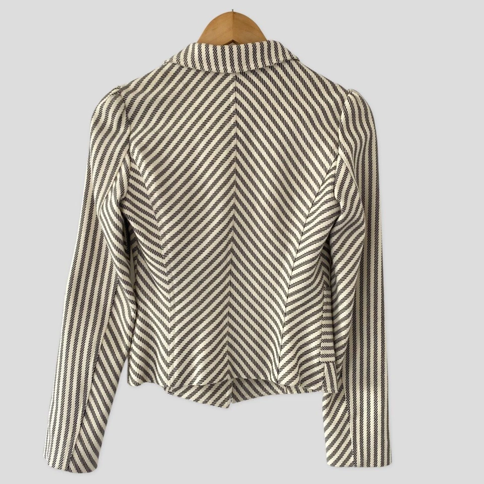 Блейзер Diane von Furstenberg «Белинда» белый в полоску короткий хлопок US4 ($265) - Изображение 2 из 4