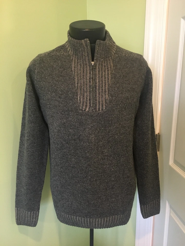 BNWT Pronto Uomo Charcoal Grey Heavy Weight Wool Sweater 1/2 Zip New - Image 2 of 4