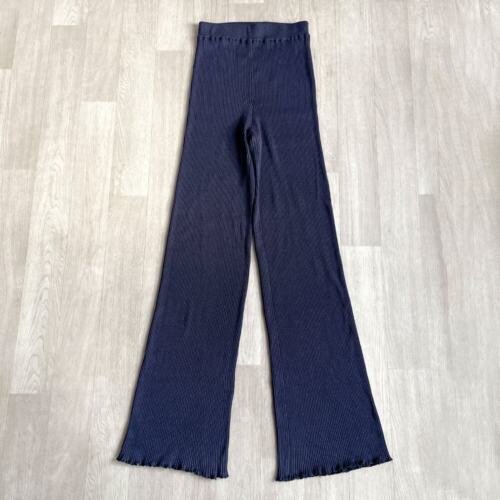 THE ROW Carmine gerippte Seide Baumwolle gerades Bein Hose marineblau Größe Small - Bild 5 von 16