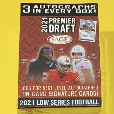 2021 NFL Sage Premier Draft Low Series Football Trading Card Blaster Box 3 AUTOS