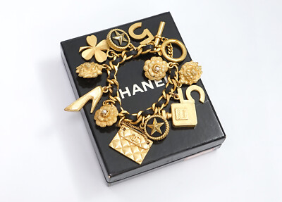 CHANEL No.5 Multi Charm Leather Chain Bracelet 7.3 CHANEL No.5 Multi Charm Leather Chain Bracelet 7.3