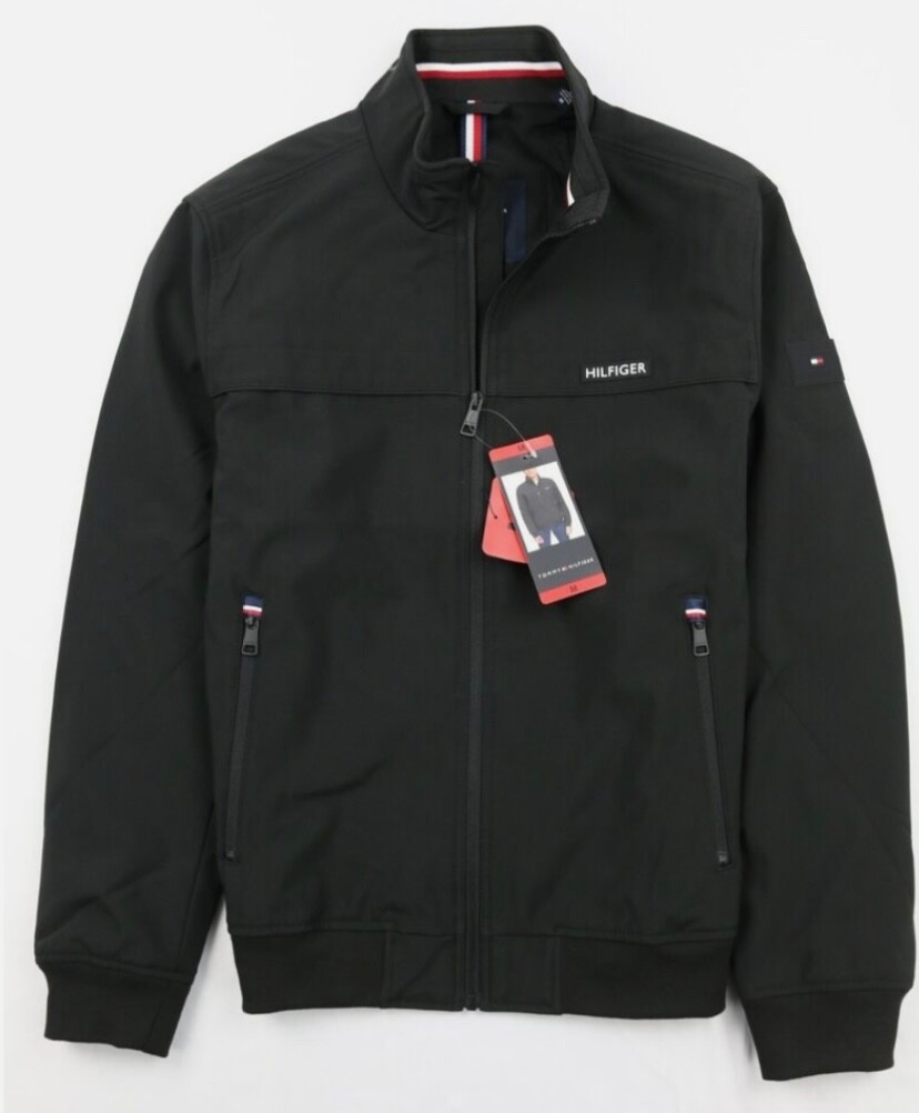 Tommy Hilfiger Bomber Jacket Black Softshell Mesh Lined Performance~ Medium ~M~