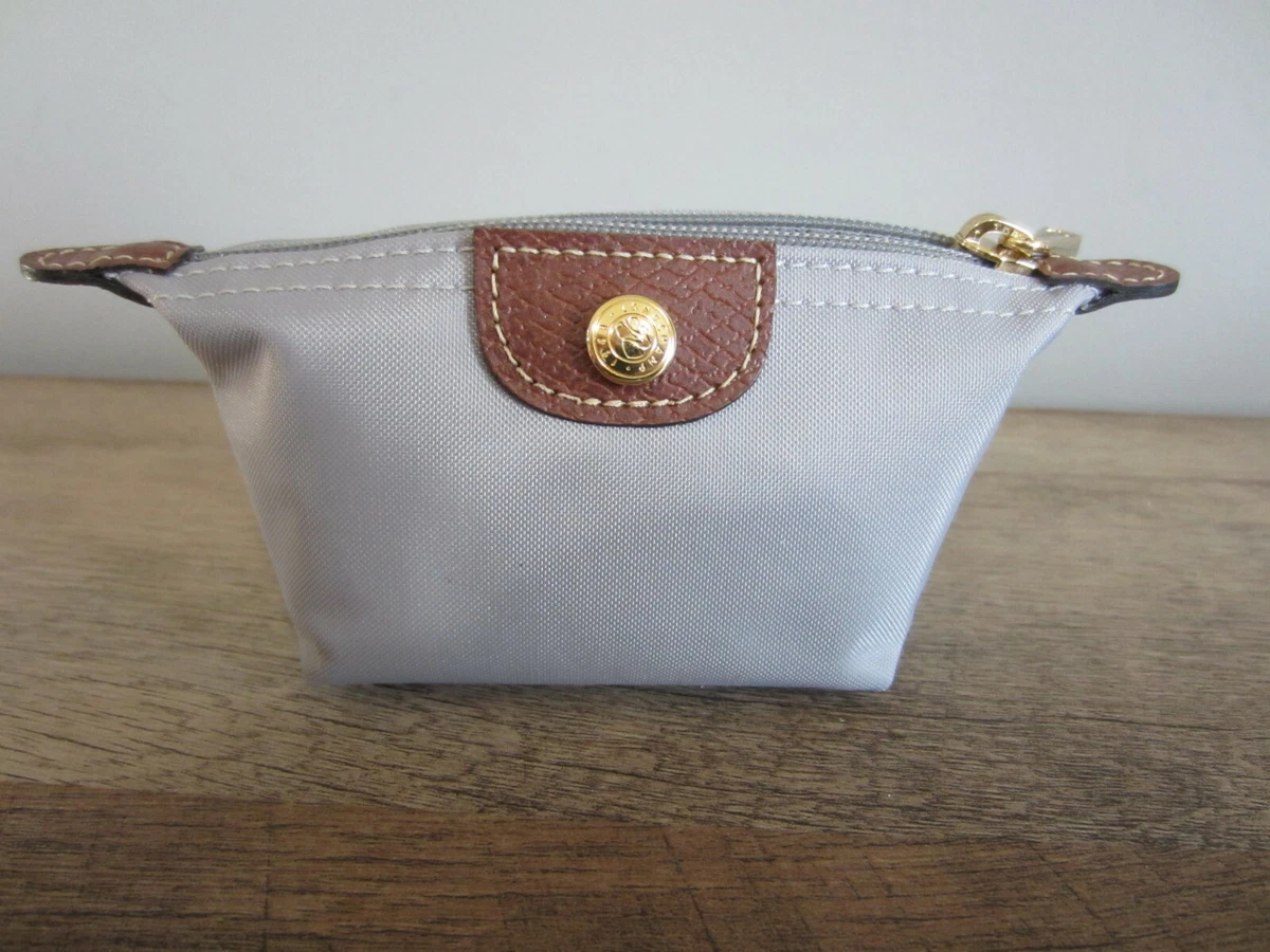 Longchamp Le Pliage Coin Purse Wallet Putty Gray Greige Gift HTF 17