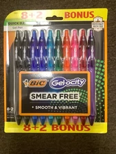 BIC Gel-ocity Quick Dry Retractable Gel Pen, Medium Point, Fashion, 10-Count .07