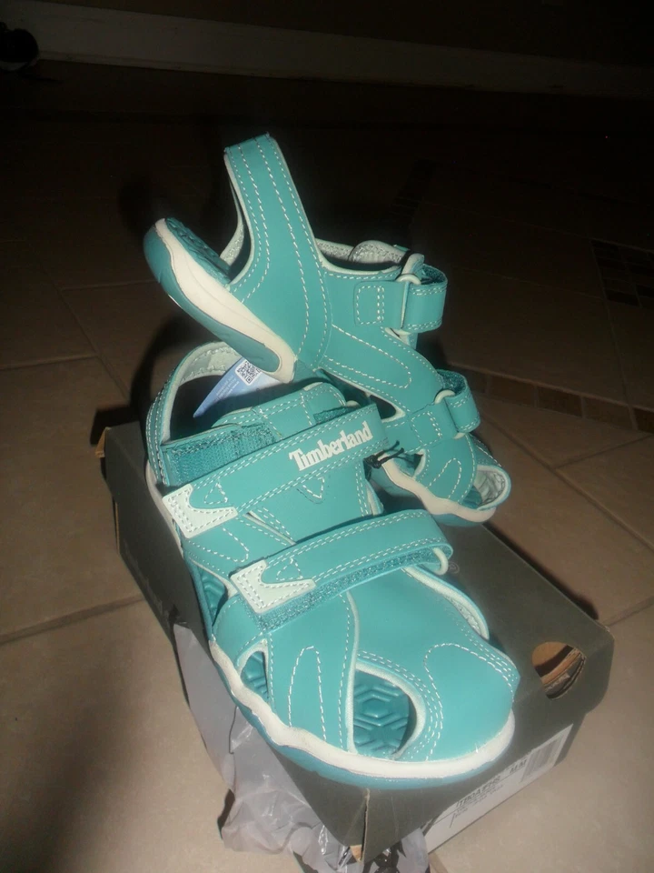 Niñas Buscador de Aventuras Punta Cerrada Sandalias Deportivas Cierre Gancho y Lazo Azul Talla 3 Foto 3 de 4