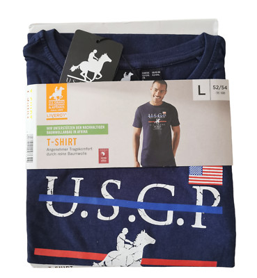 Herren T Shirt Livergy US Grand Polo Größe L 52 54 100% Baumwolle Navy