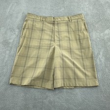 Slazenger Mens Plaid Golf Shorts W36 Beige Polyester/Spandex 4500