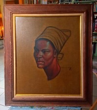ZULU Girl TRETCHIKOFF Painting 1952 SIGNED Woman Africa ART PRINT Green Lady MCM