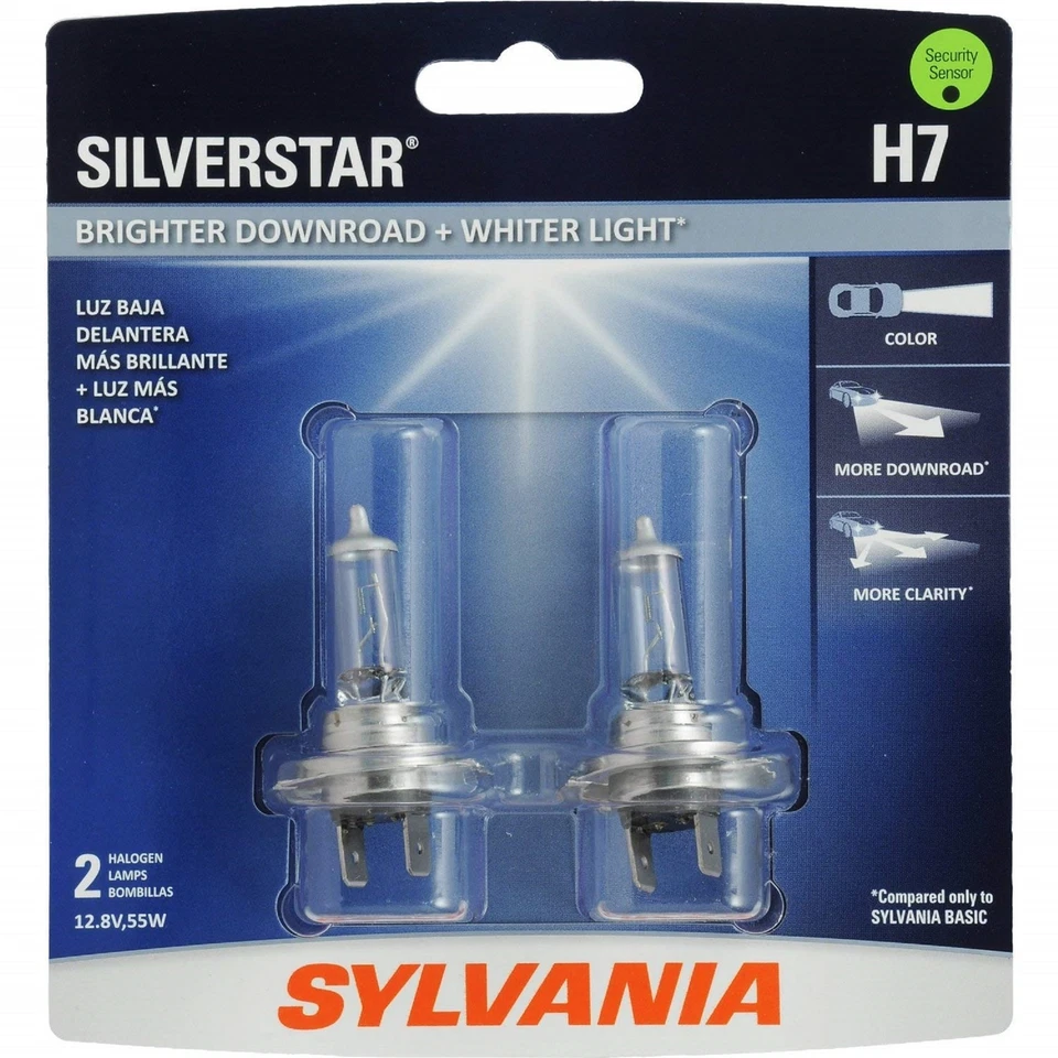 Sylvania Silverstar H7 55W Dos Bombillas Luz Giratoria Esquinas Repuesto Actualización OE Foto 2 de 4