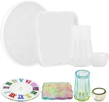 Silicone Resin Molds 4Pcs Resin Casting Molds Including Vase, Clock