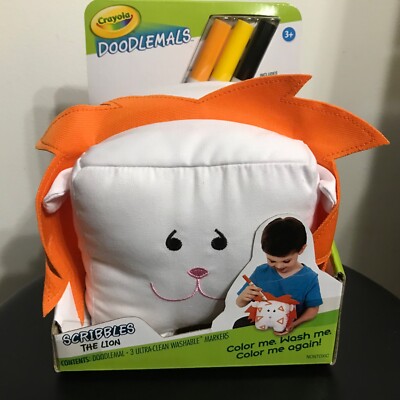 NIB Crayola Doodlemals SCRIBBLES The Lion Washable Markers Stuffed Plush Lion