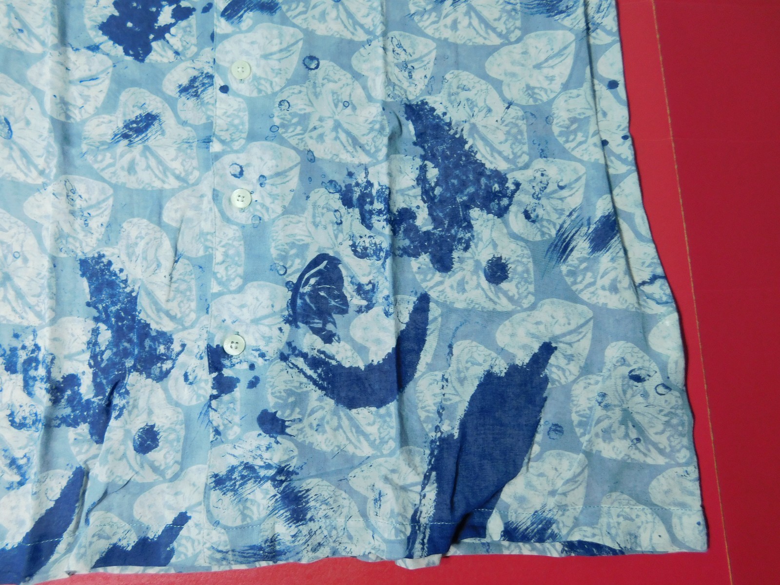Vtg Tommy Hilfiger Camp Shirt Men's Large Blue Rare Abstract Floral Aloha Cotton image 9