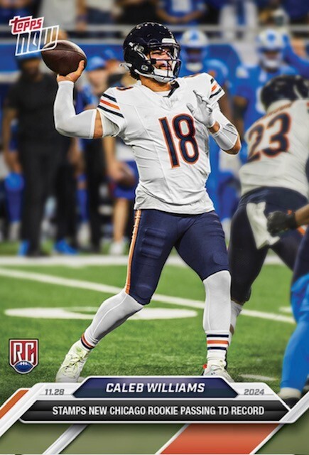 2024 TOPPS NOW NFL ROOKIE CARD CHICAGO BEARS CALEB WILLIAMS #14 PASS TD RECORD