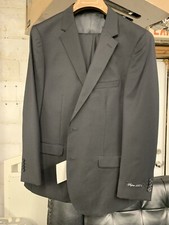 New 40R SLIM Men's Black Suit 100 Wool Super 150 Made in Italy Retail 1295