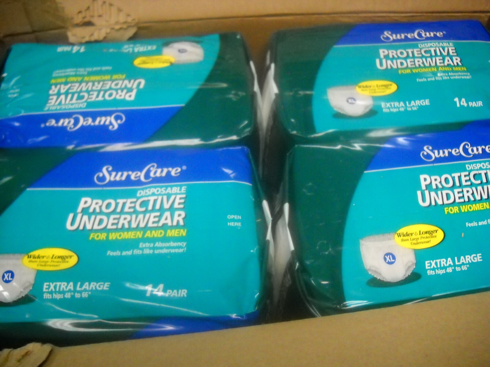 SureCare PLUS Unisex XLarge Underwear Case Of 56 XL Xtra Large New Sure