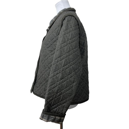Beppa 100% Cotton Oversized Coat Quilted Jacket Small Plaid Lagenlook S Small - Picture 3 of 8