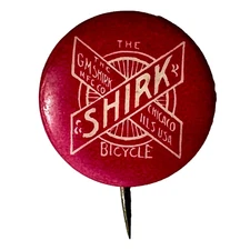 c1900s The Shirk Bicycle G.M. Shirk Mfg Co CHICAGO 7/8" Celluloid Pinback Button