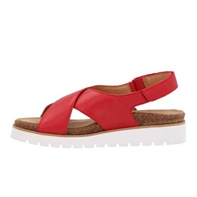 MEPHISTO - DAMEN SANDALE MIT KREUZRIEMEN AUS LEDER UND NIEDRIGEM KEILABSATZ TALLY RED