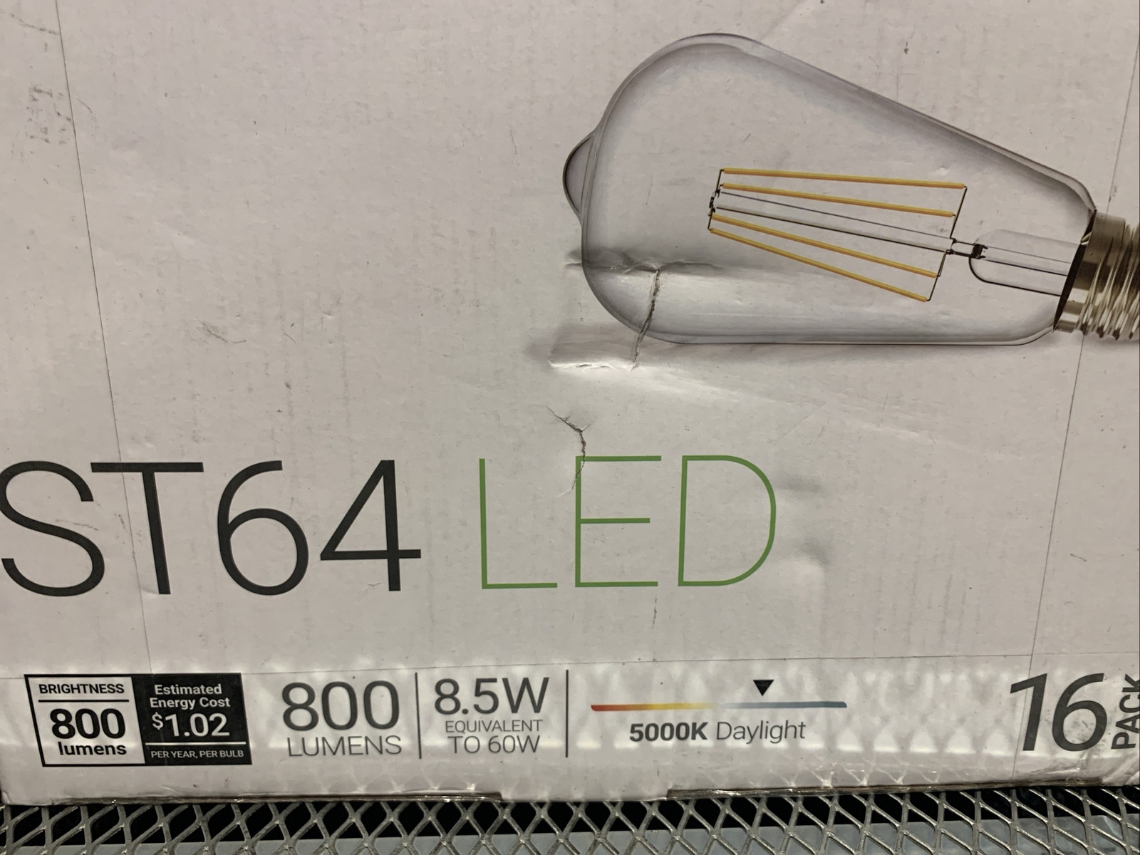 4 Pack Sunco Light Bulbs ST64 LED 800 Lumens 8.5 Watts = 60 Watts 5000K Daylight