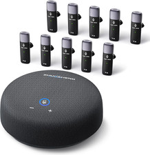 Conference Speaker and Microphone, USB Speakerphone with 10 Mics, 360 Pickup No