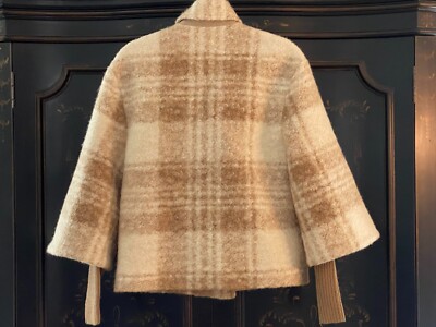 $395 SOIA & KYO ALICIANA Relaxed-Fit Plaid Jacket w Biker Collar