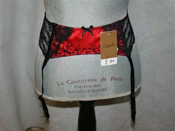 NUEVO Cinturón con Tirantes Chantelle Satine 2067 Rojo S #47779 Foto 2 de 3