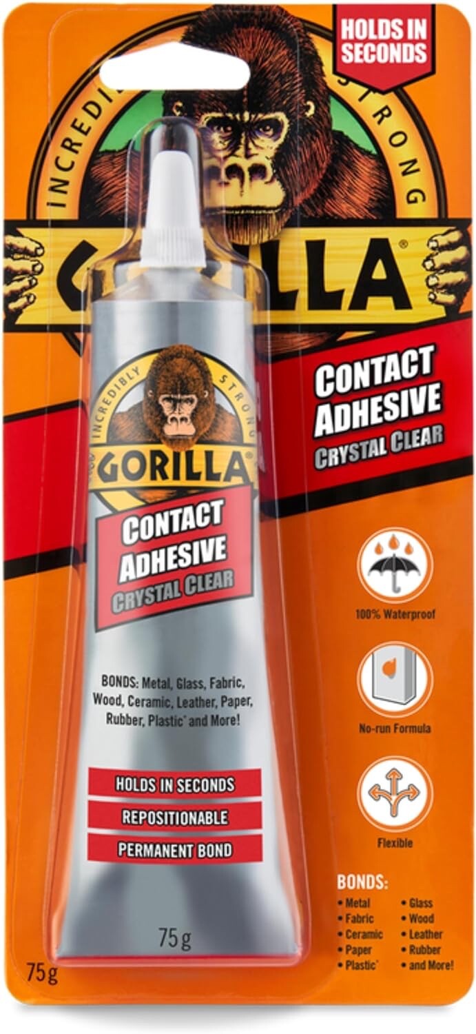 Gorilla Contact Adhesive Instant Glue Waterproof High Strength Bond 75g - Clear