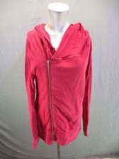 LR Size L Womens Red Organic Cotton Blend Asymmetric Zip Athletic Jacket 883