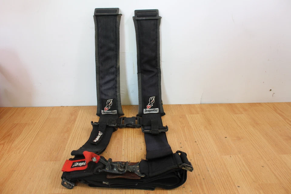 Arnés de carreras DragonFire restricciones estilo H 4 puntos 3" hebilla negro 14-0041 Foto 4 de 4