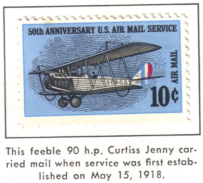 US 1968 Air Mail Stamp, Airmail Service 50th Anniversary, Unused, Scott C74