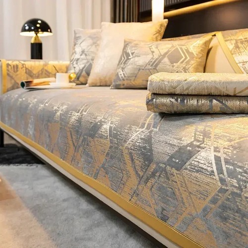 Anti-slip Couch Covers for Living Room Luxury Towel Gold Edge Thicken Chenille - 第 25/36 張圖片