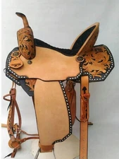 Western Barrel Racing Horse Saddle Premium Leather  with tack set 10'' to 18' in