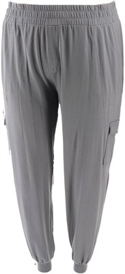 AnyBody Tall Cozy Knit Jogger Pants Seaming Smokey Taupe L NEW A349795