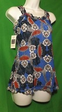 NEW HANKY PANKY 6T4252 BLUE FLORAL MADE IN USA LACE CAMISOLE XL