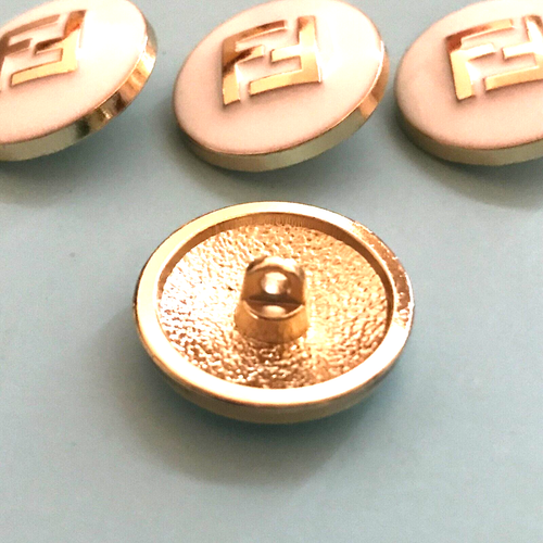 5 FENDI Buttons Metal Gold & White 23mm FF FENDI Logo buttons 5pc RARE - Picture 5 of 24